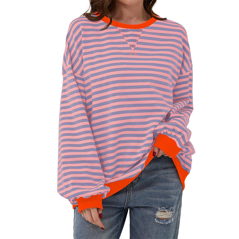 Jersey de Punto Rayas Cuello Redondo Relajado