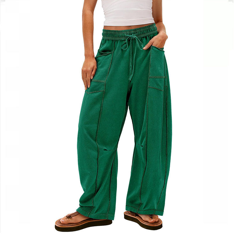 Pantalón Wide-Leg con Costuras de Contraste
