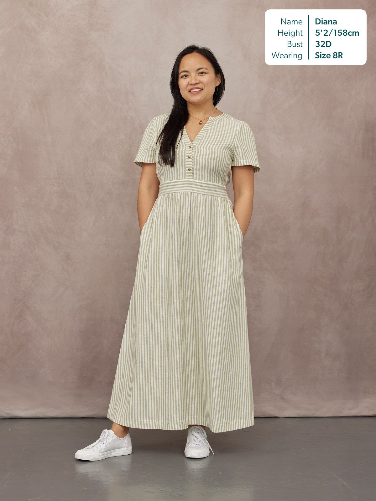 Diana Stripe Dress - Green & White