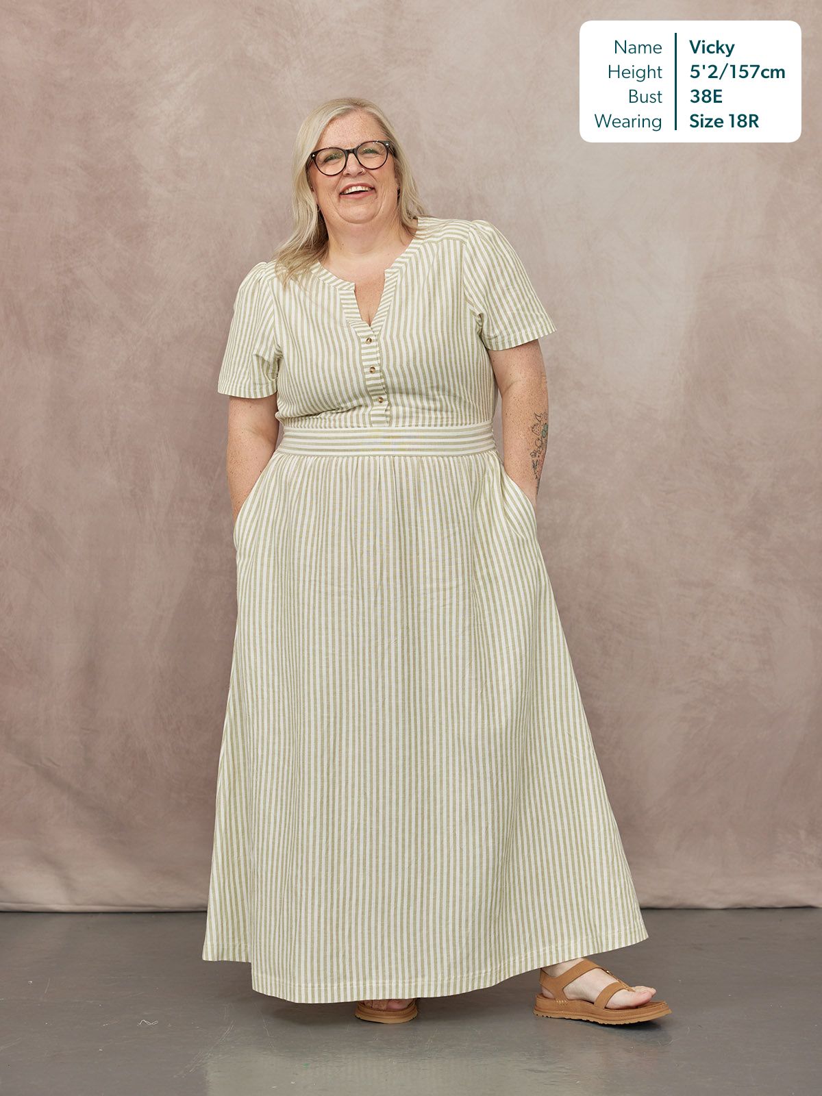 Diana Stripe Dress - Green & White