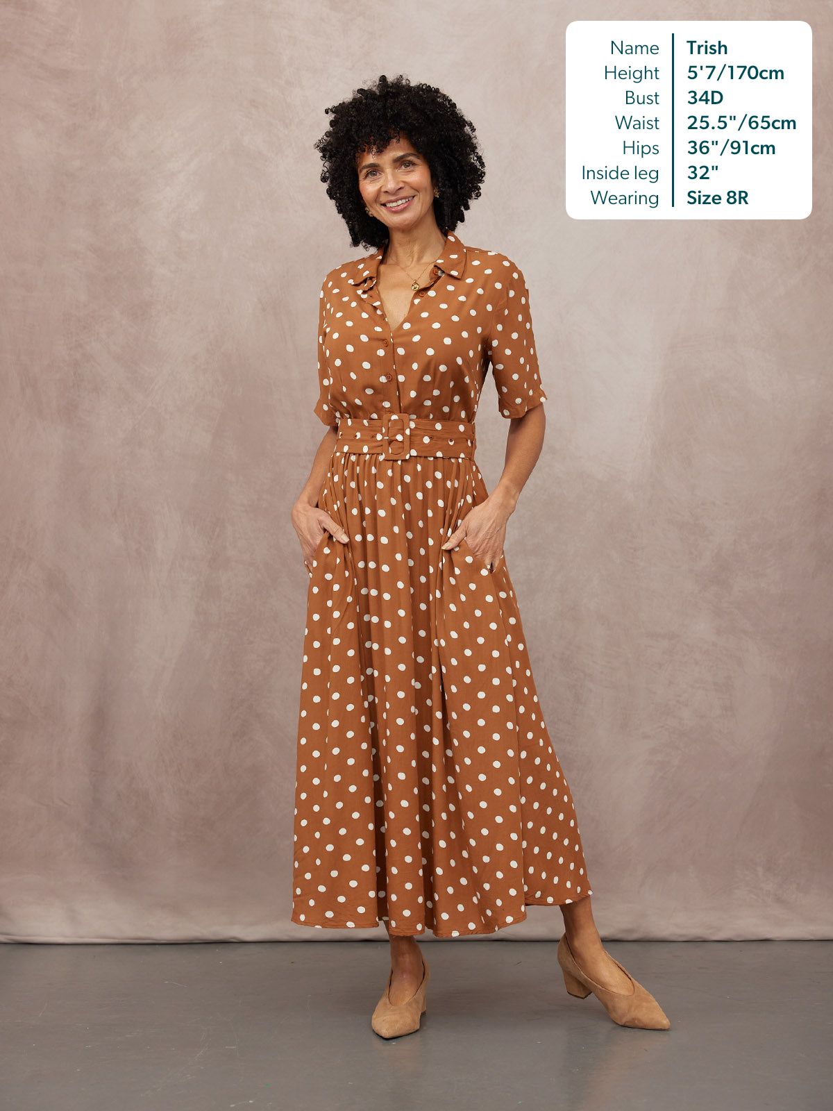 Camilla Shirt Dress - Brown & White Spot Print