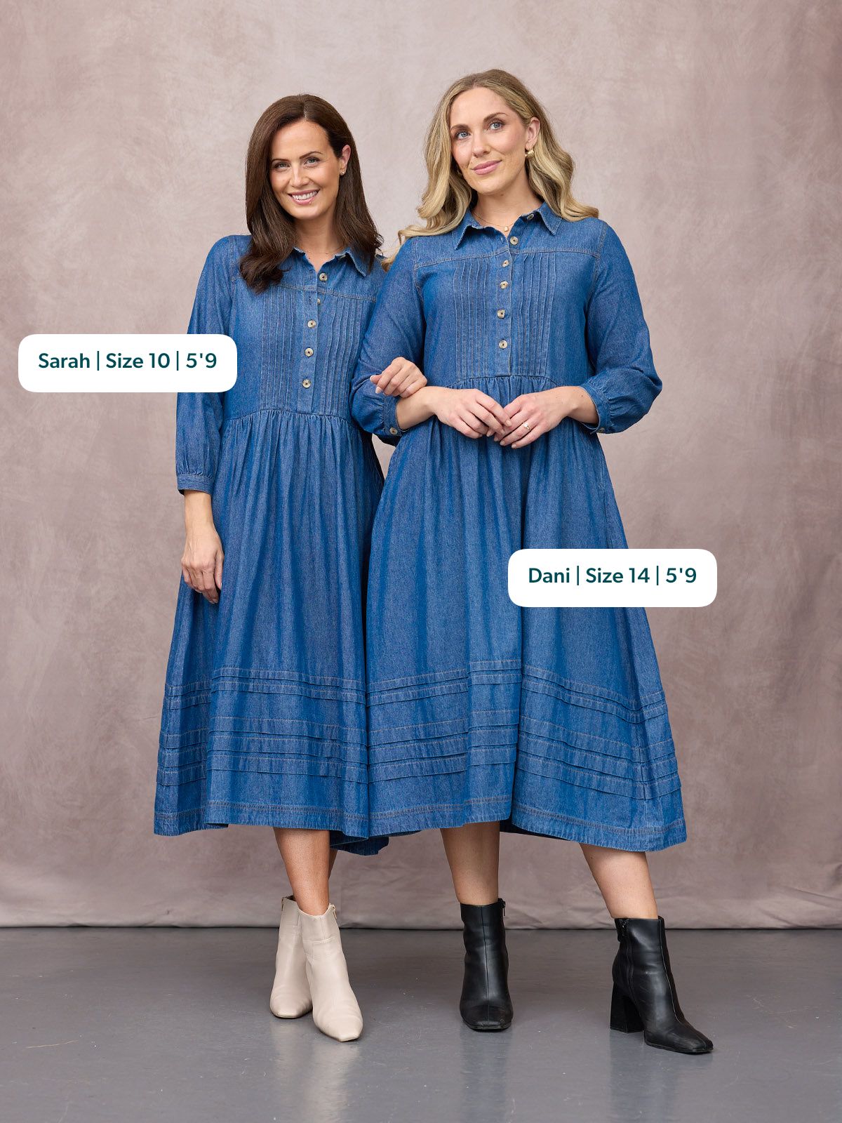 Lara Tuck Detail Denim Dress - Blue
