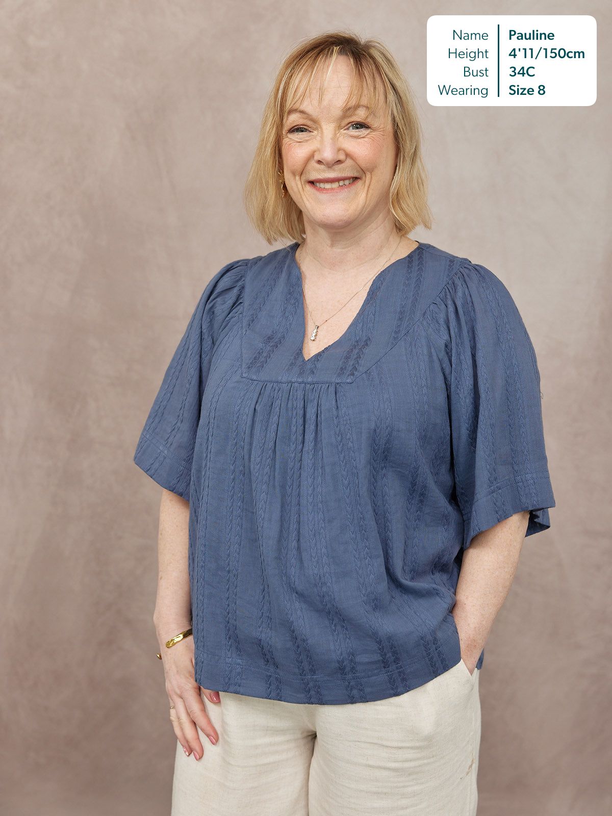 Edith Textured Relaxed Top - Blue
