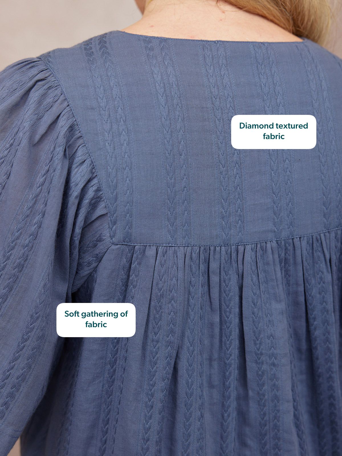 Edith Textured Relaxed Top - Blue