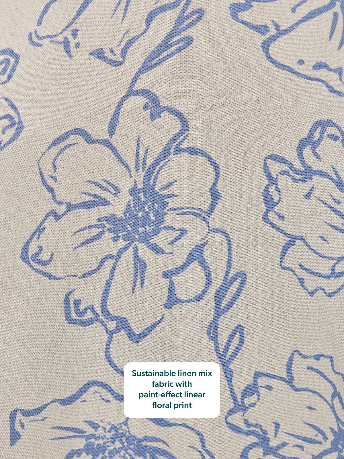 Hilary Printed Linen Mix Dress - Blue Floral