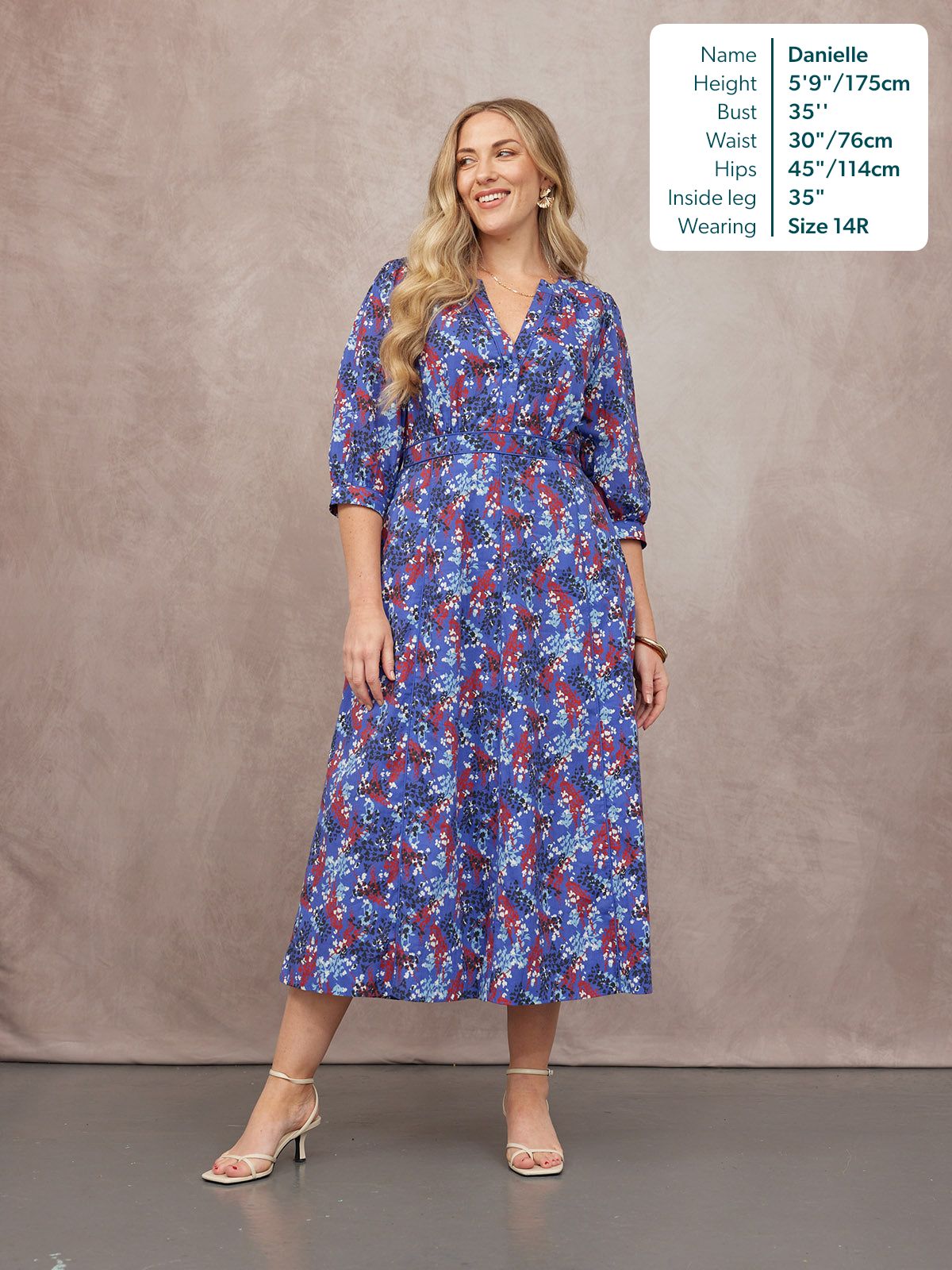 Jackie Contrast Trim Dress - Blue & Multi Floral Print
