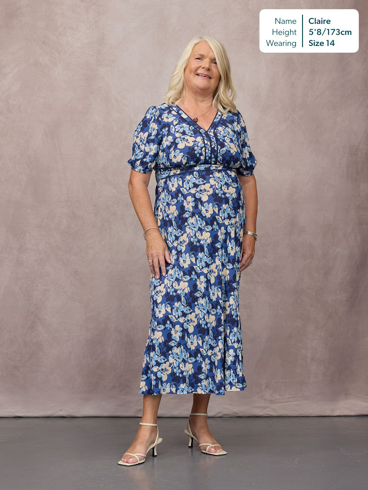 Linny Contrast Trim Dress - Blue Floral Print