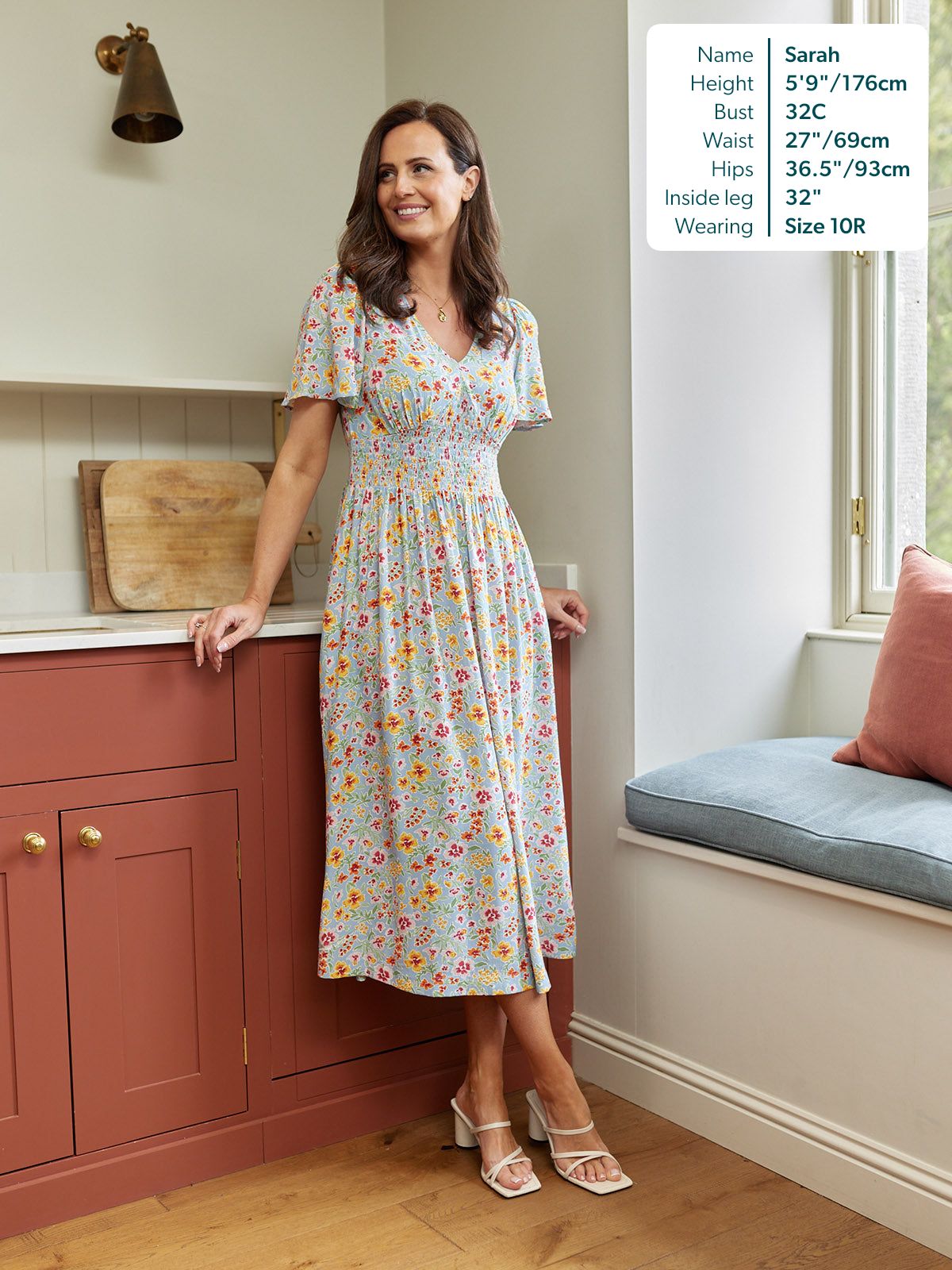 Maddie Short Sleeve Dress - Light Blue Floral Print