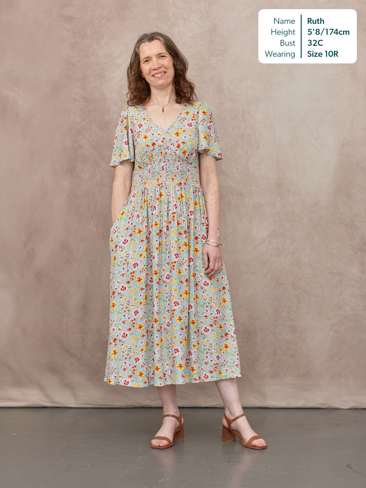Maddie Short Sleeve Dress - Light Blue Floral Print