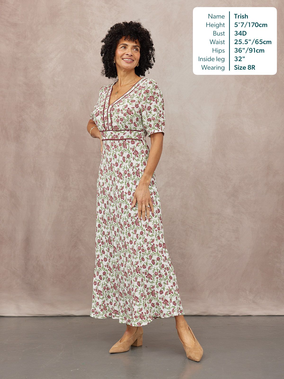 Linny Contrast Trim Dress - Pink Floral Print