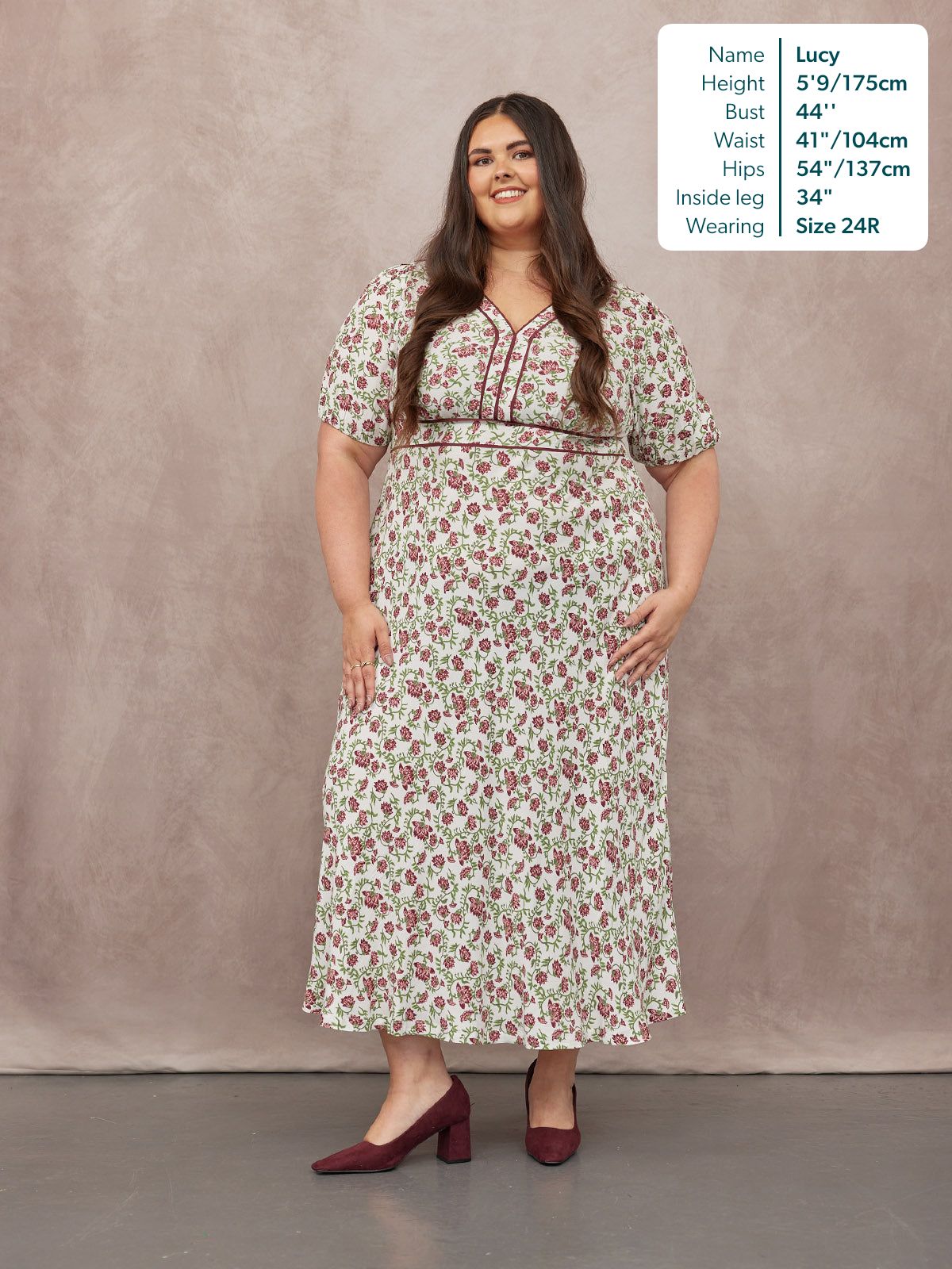 Linny Contrast Trim Dress - Pink Floral Print