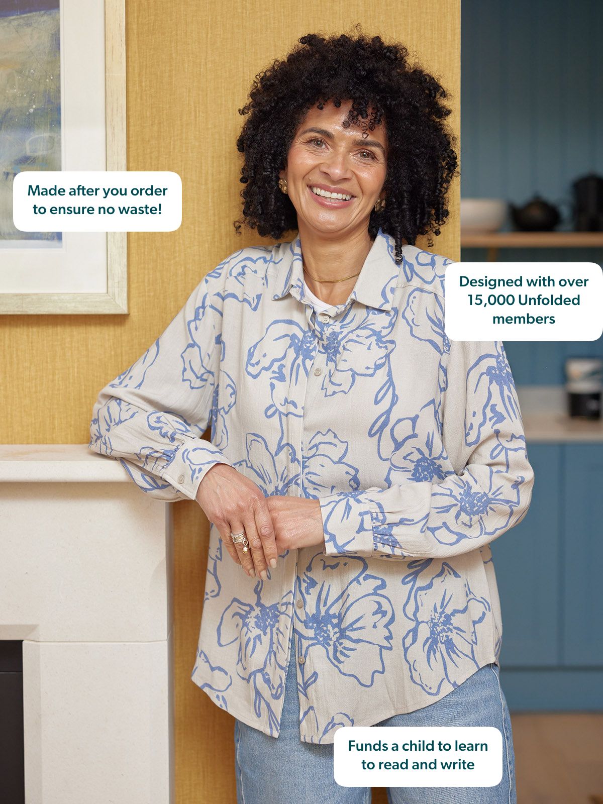 Sue Printed Linen Mix Shirt - Blue Floral
