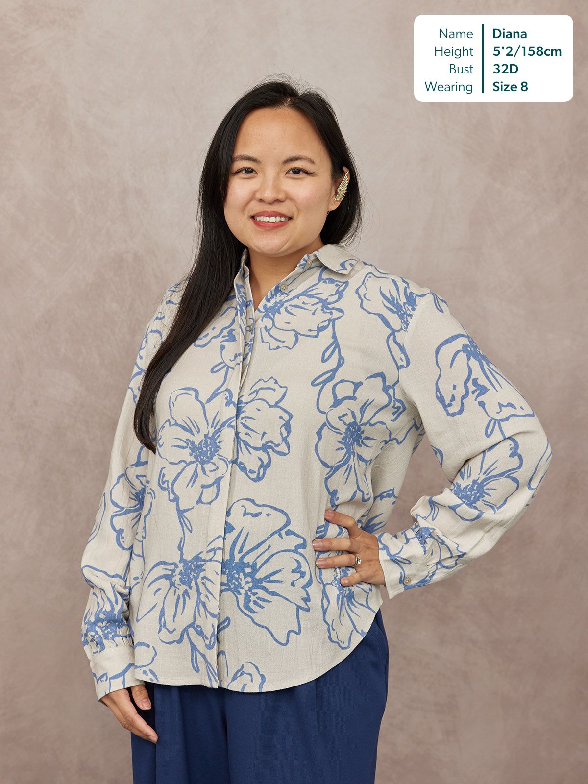 Sue Printed Linen Mix Shirt - Blue Floral