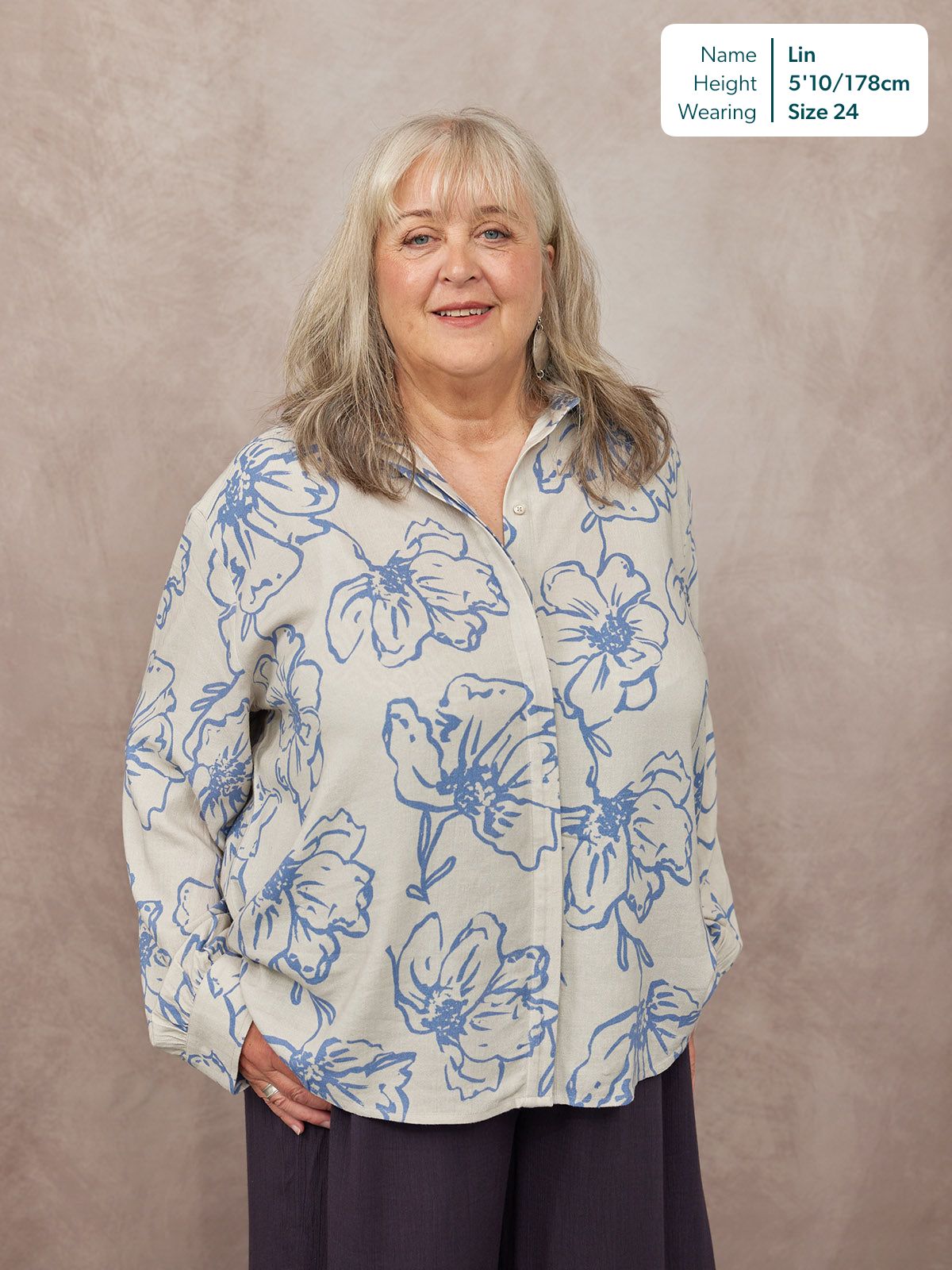 Sue Printed Linen Mix Shirt - Blue Floral
