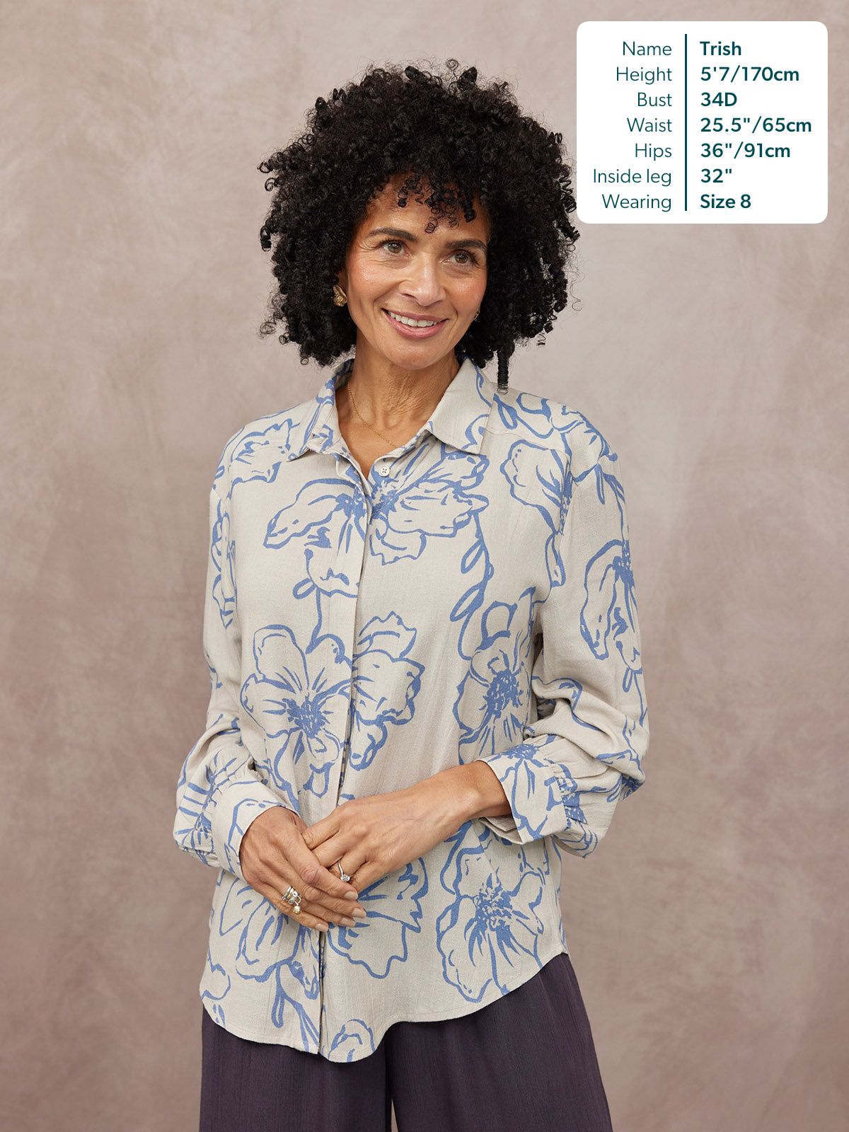 Sue Printed Linen Mix Shirt - Blue Floral