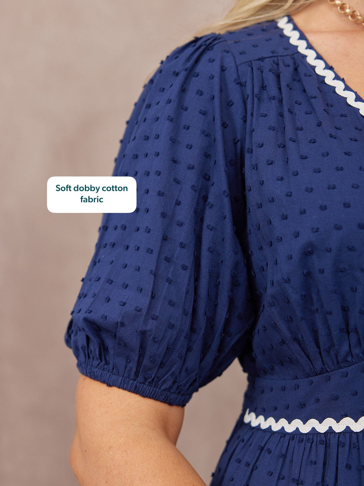 Nelly Ric Rac Dress - Navy & White