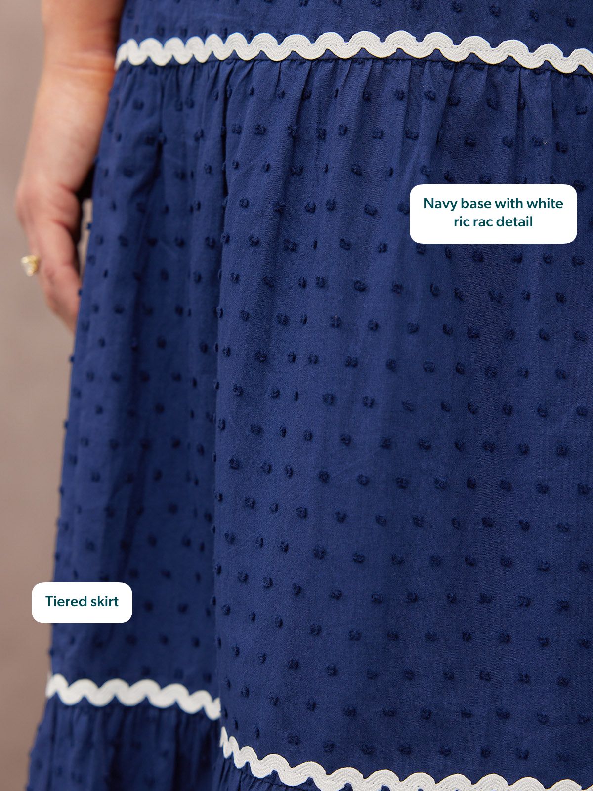Nelly Ric Rac Dress - Navy & White