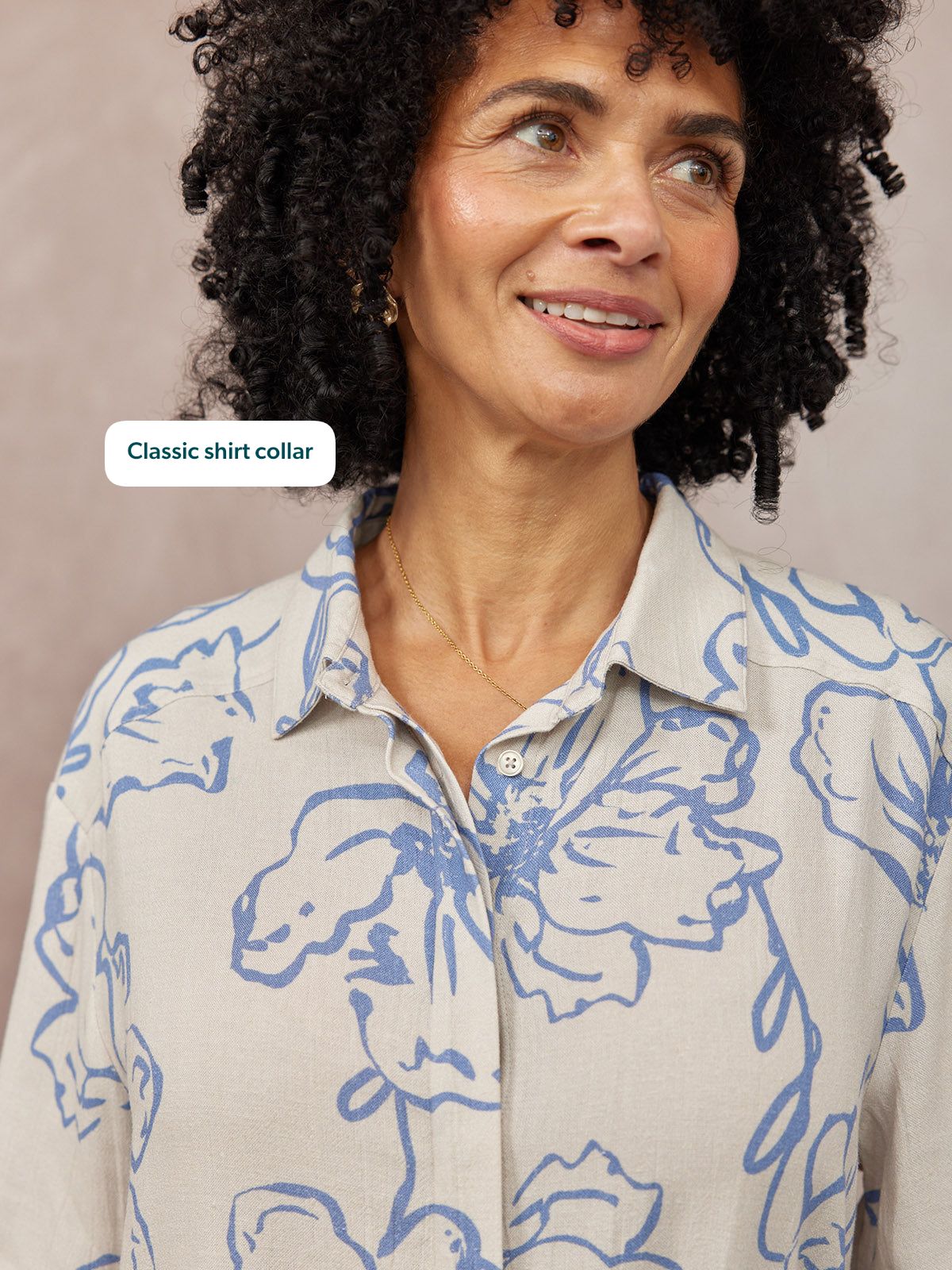 Sue Printed Linen Mix Shirt - Blue Floral
