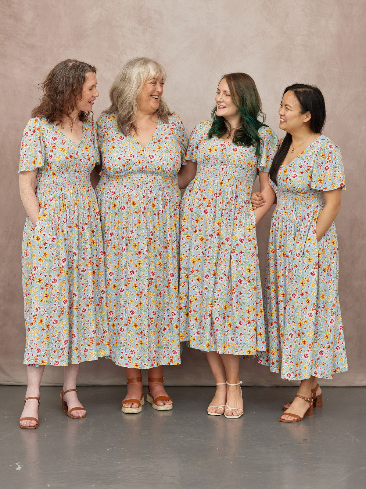 Maddie Short Sleeve Dress -  Light Blue Floral Print