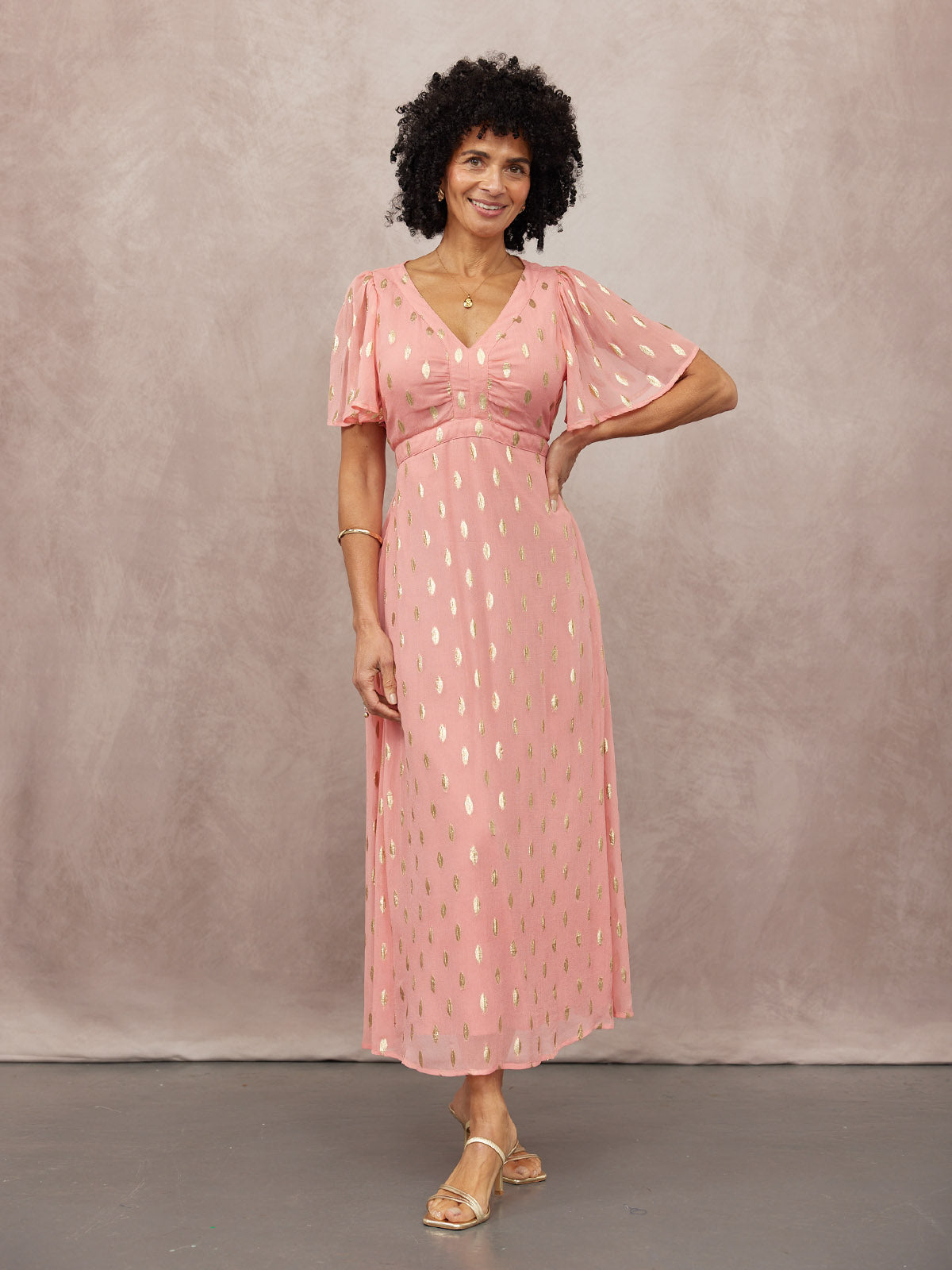 Helena Lurex Dress - Pink & Gold