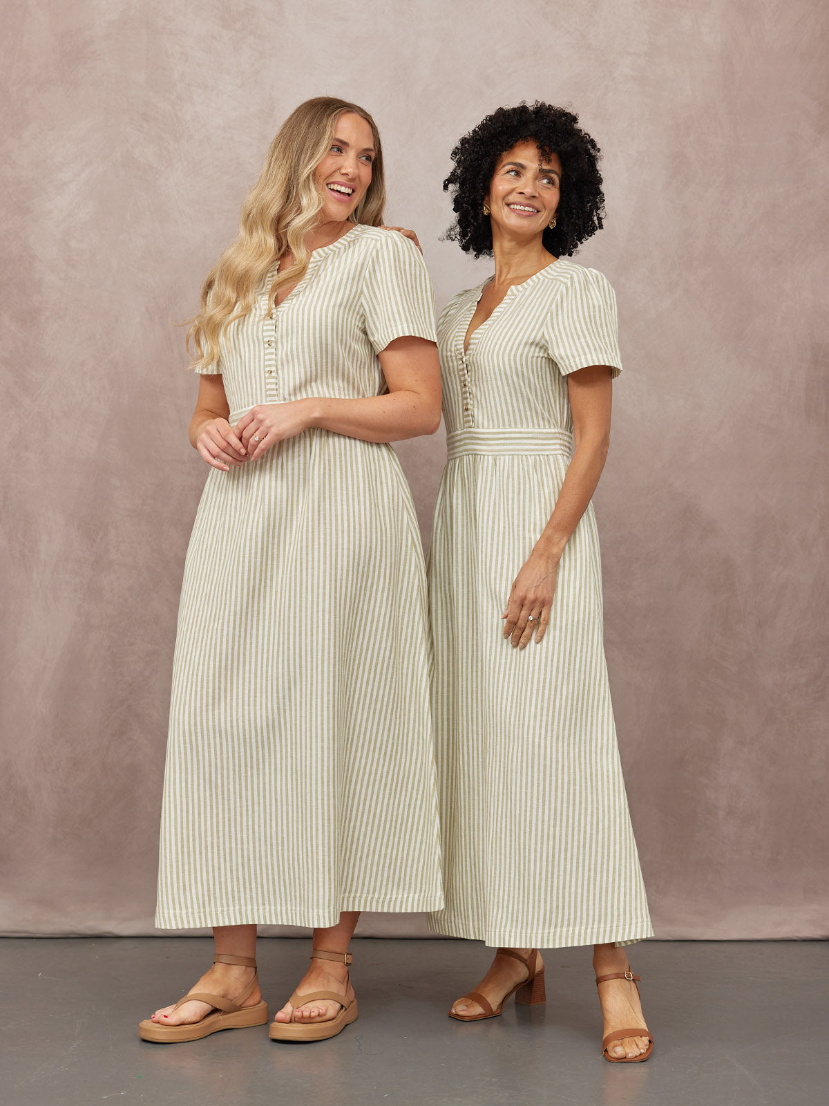 Diana Stripe Dress - Green & White