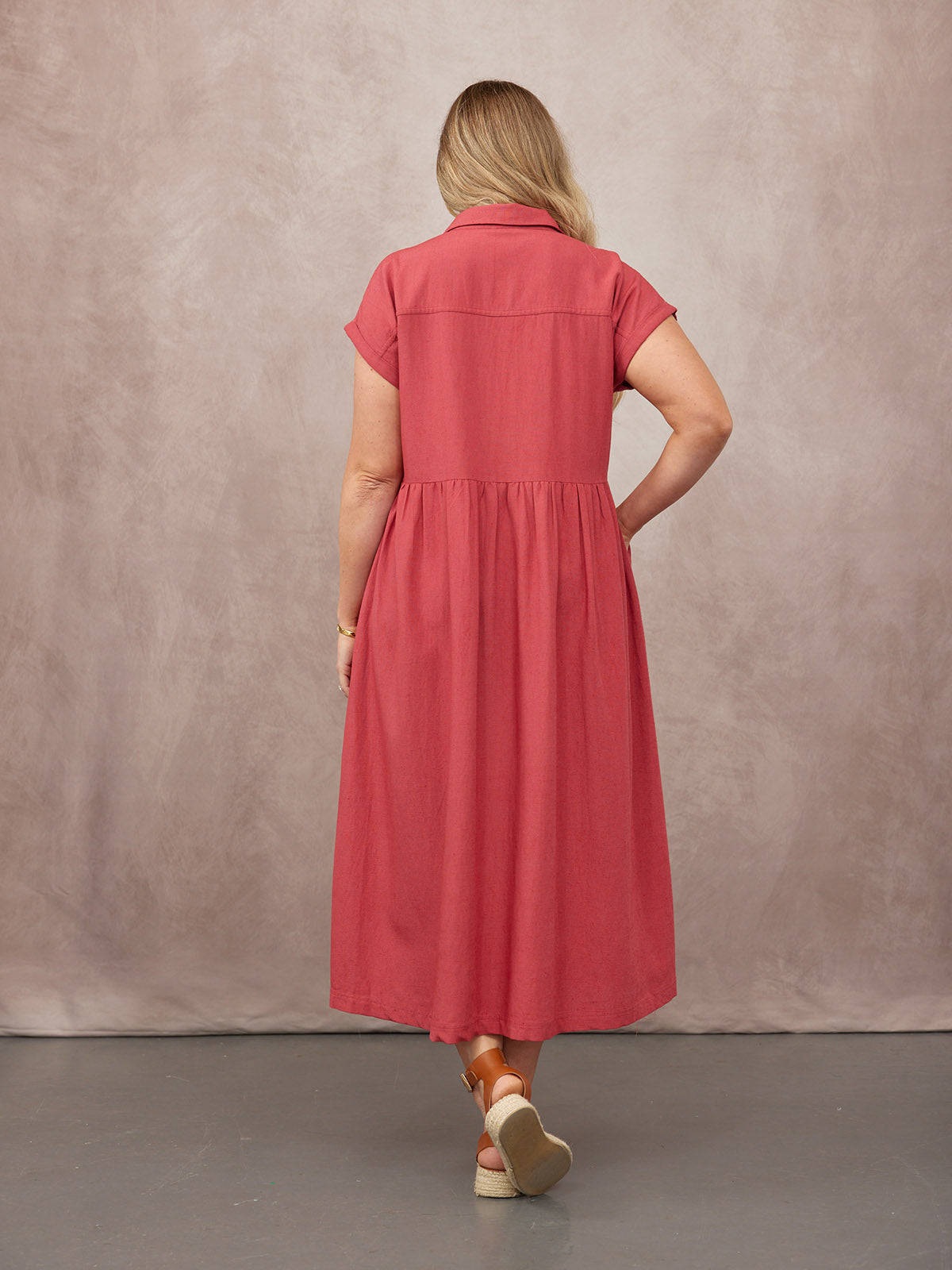 Rhiona Linen Shirt Dress - Rose