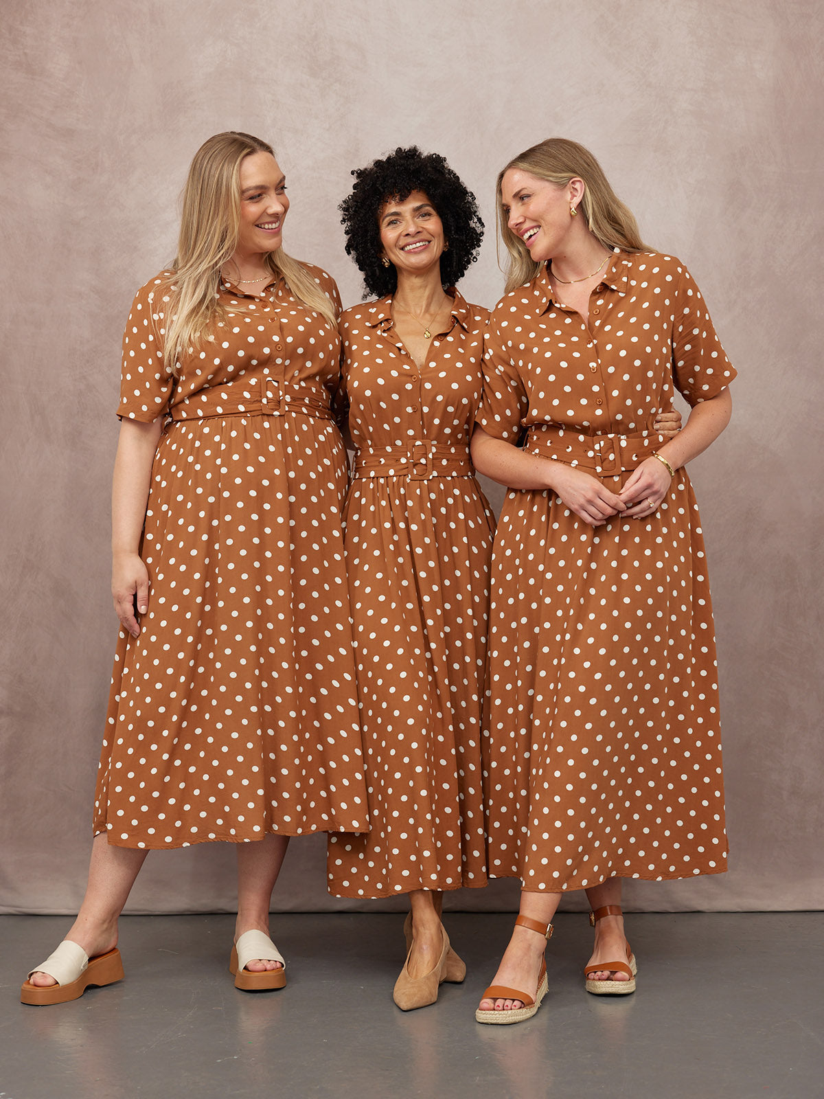 Camilla Shirt Dress - Brown & White Spot Print