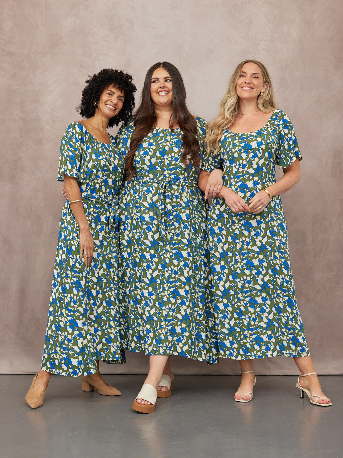 Dia Scoop Neck Dress - Green Floral