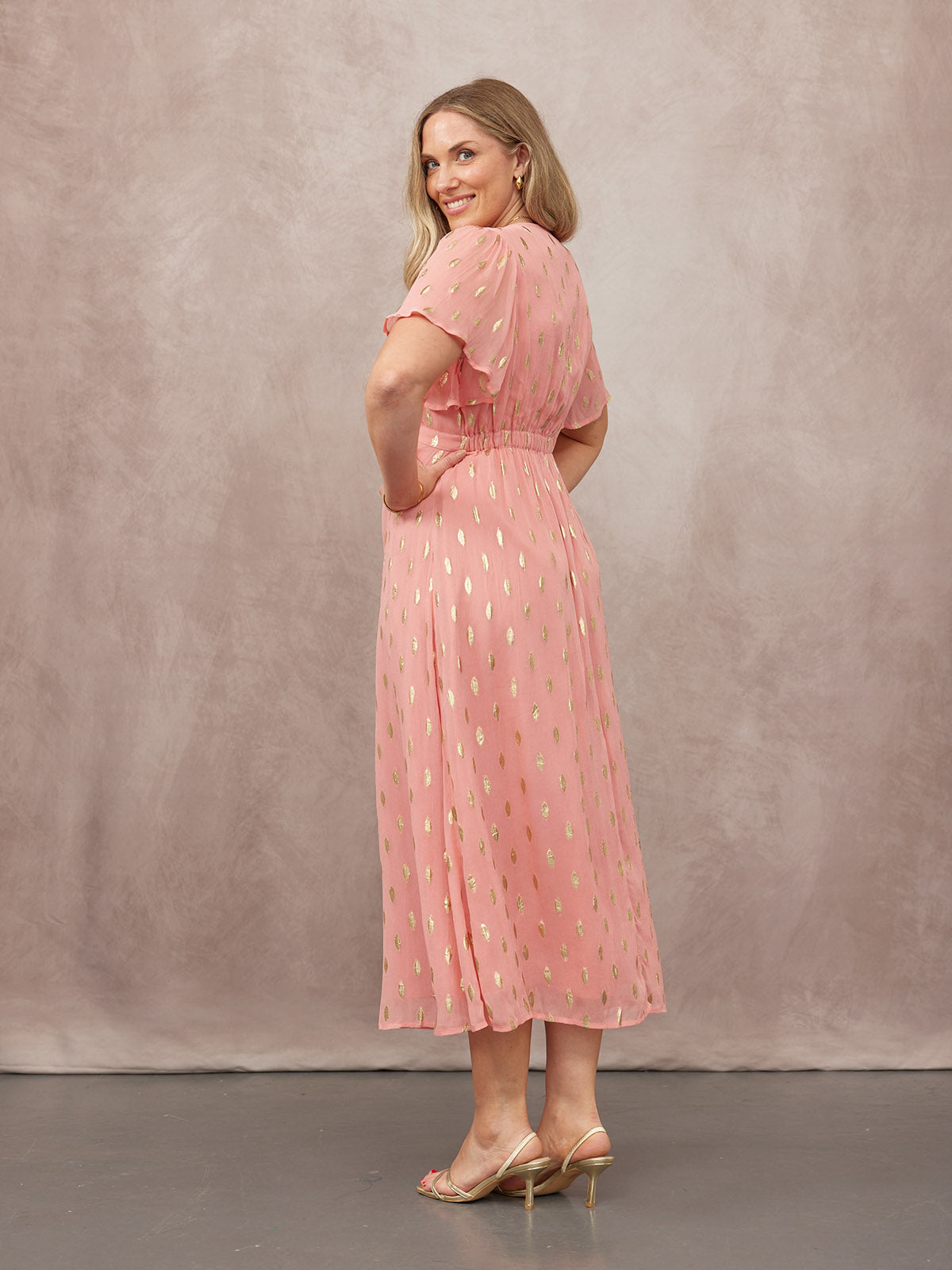Helena Lurex Dress - Pink & Gold