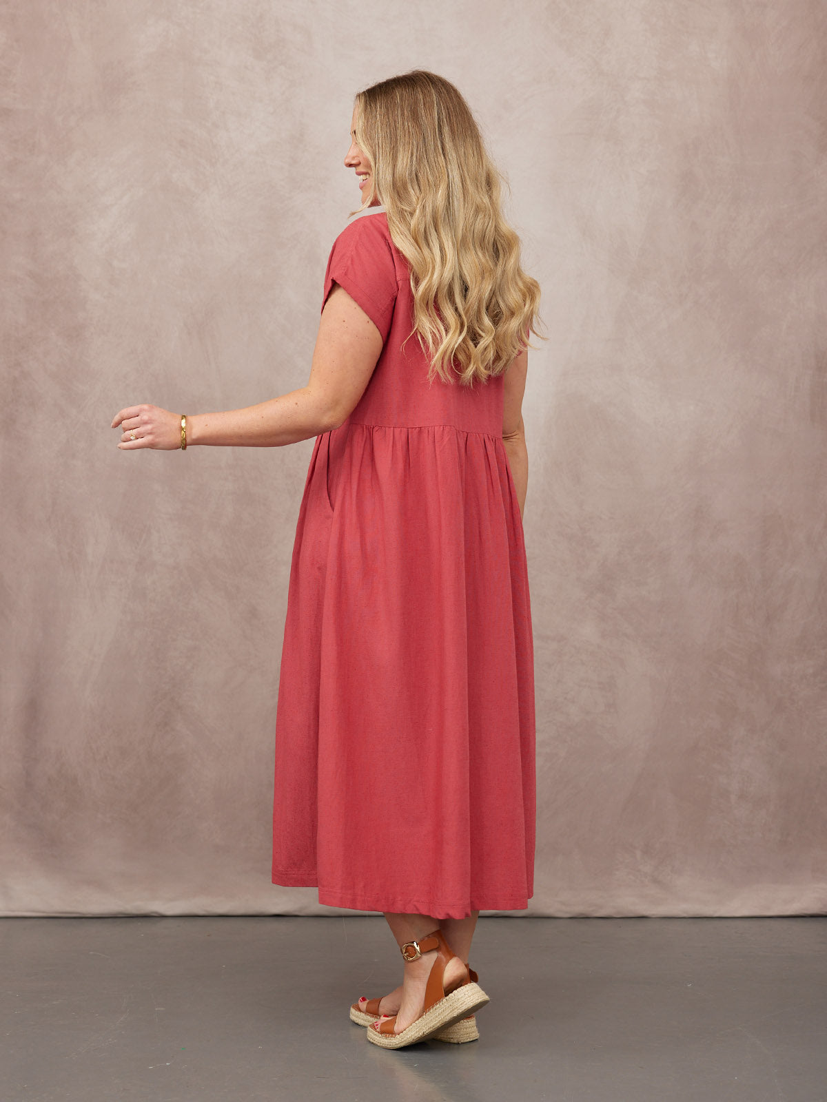 Rhiona Linen Shirt Dress - Rose