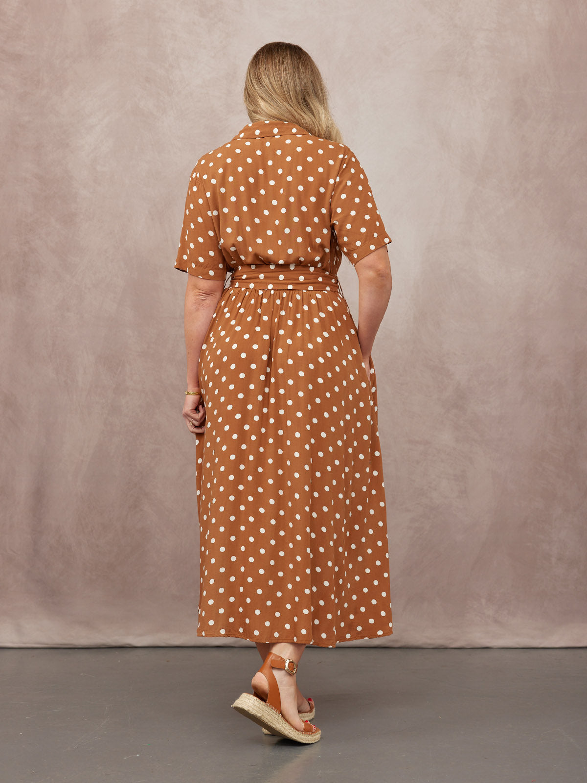 Camilla Shirt Dress - Brown & White Spot Print