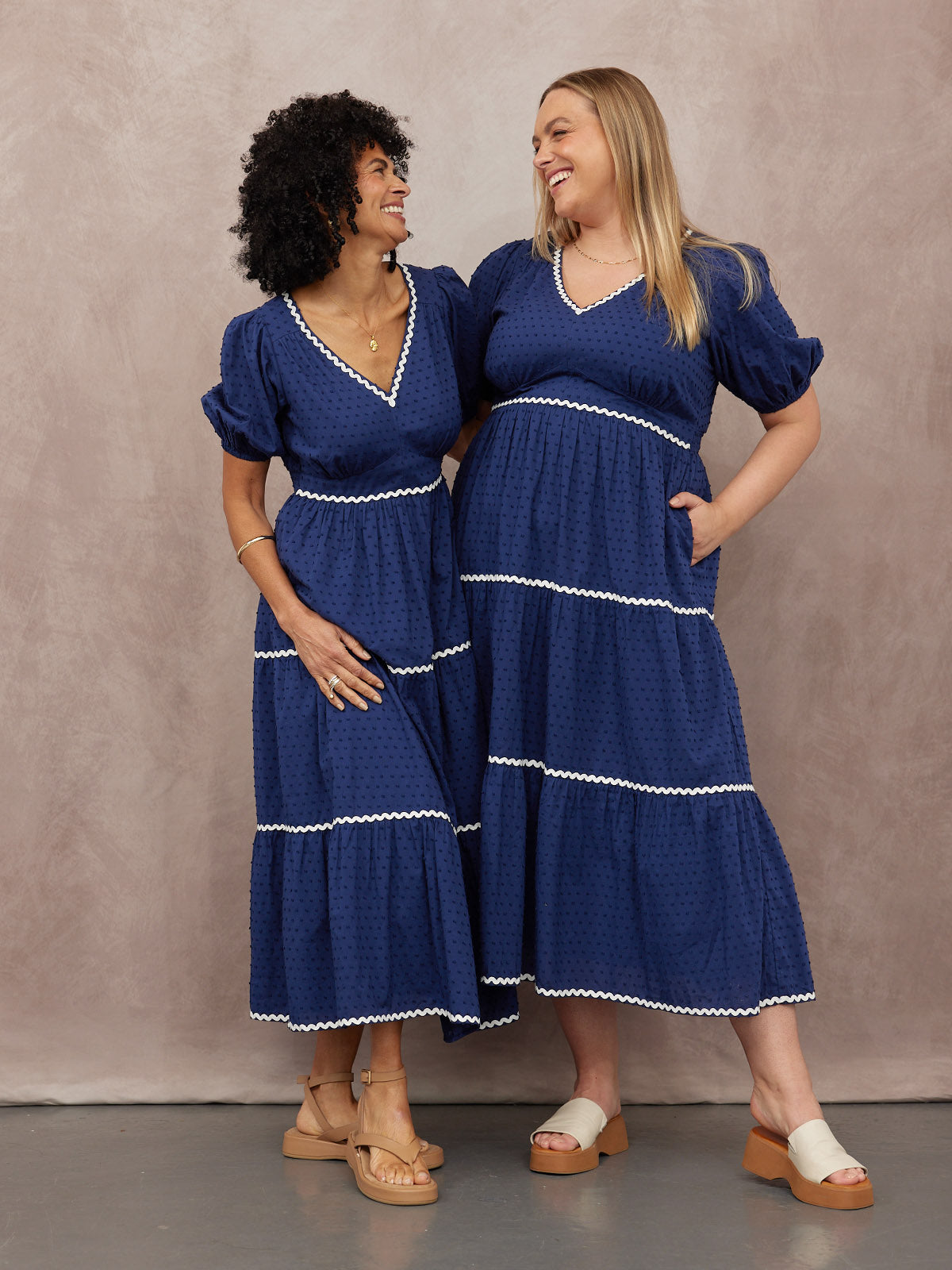 Nelly Ric Rac Dress - Navy & White