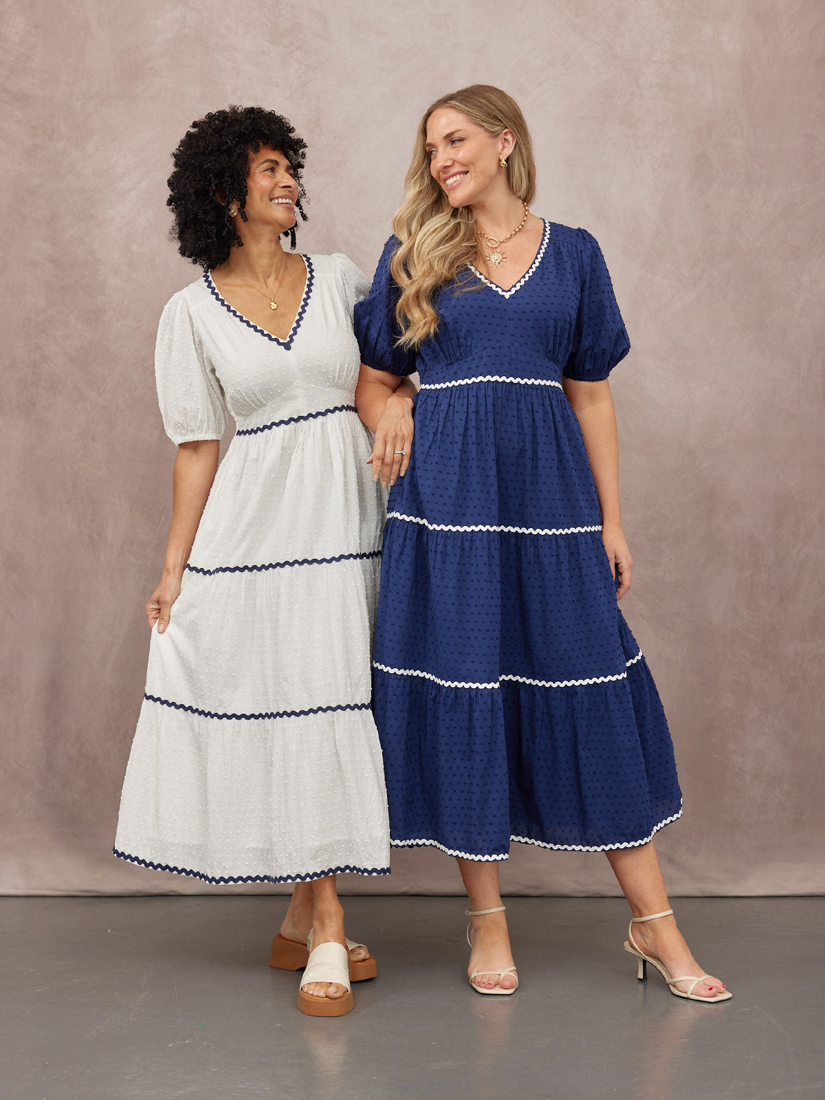 Nelly Ric Rac Dress - Navy & White