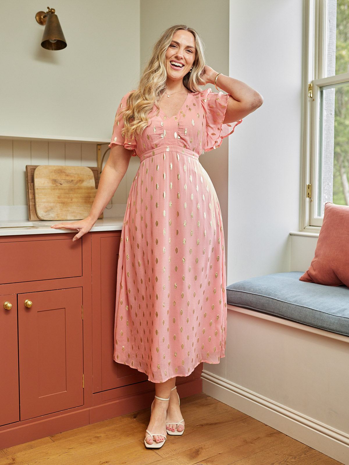 Helena Lurex Dress - Pink & Gold