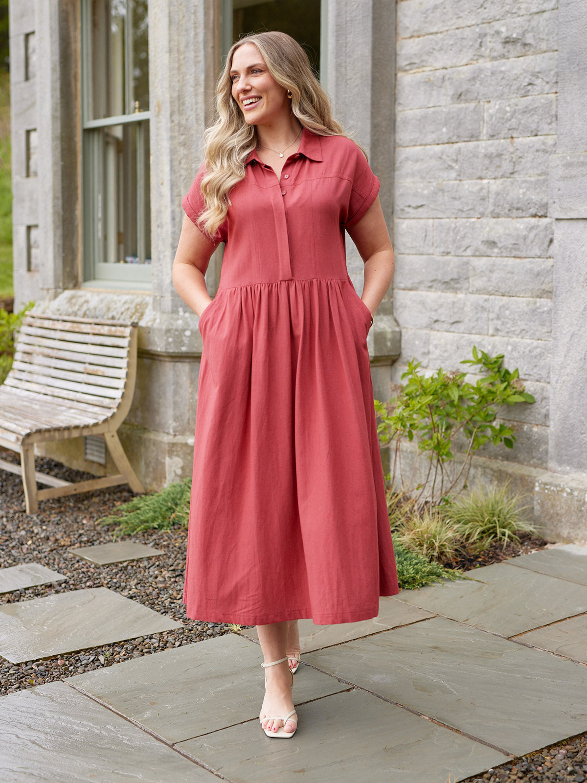 Rhiona Linen Shirt Dress - Rose