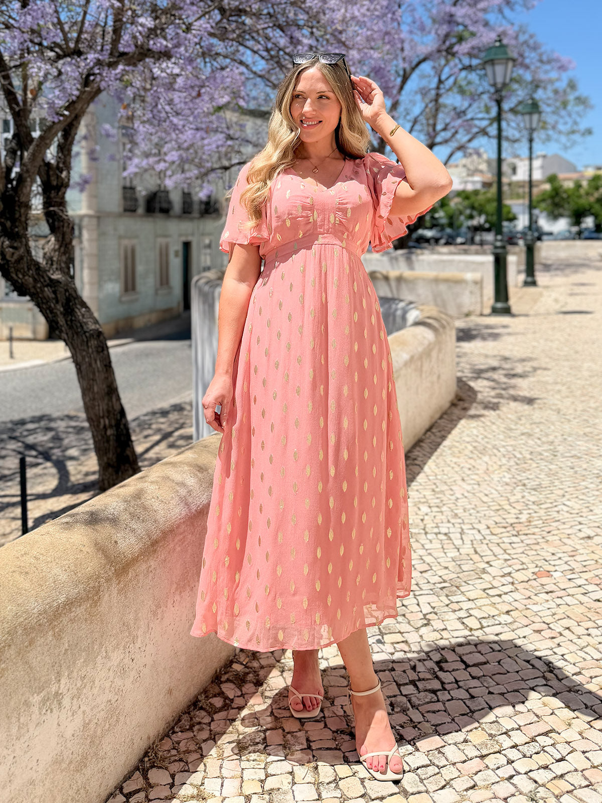 Helena Lurex Dress - Pink & Gold