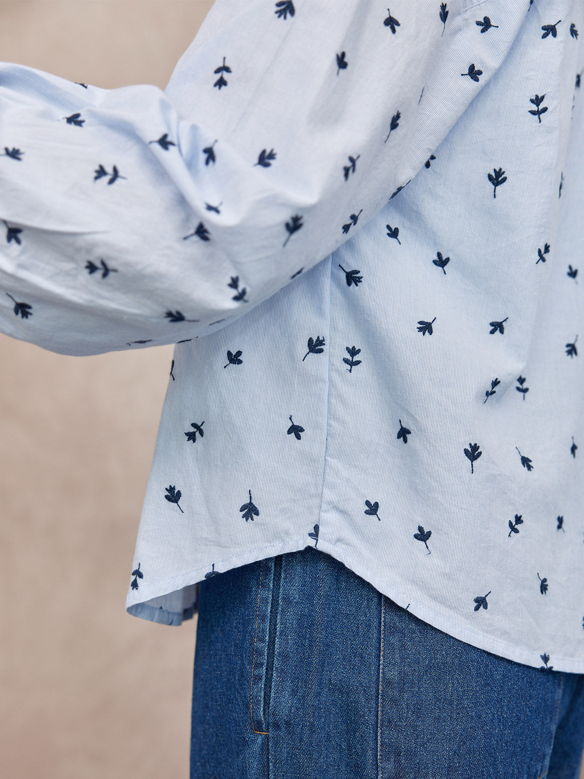 Sandra Embroidered Stripe Shirt - Blue & White