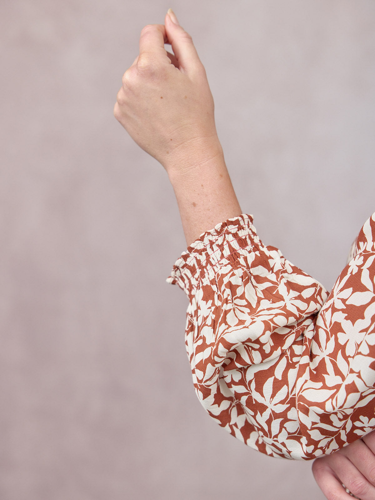 Vera Midi Dress - Terracotta & Ecru Floral Print