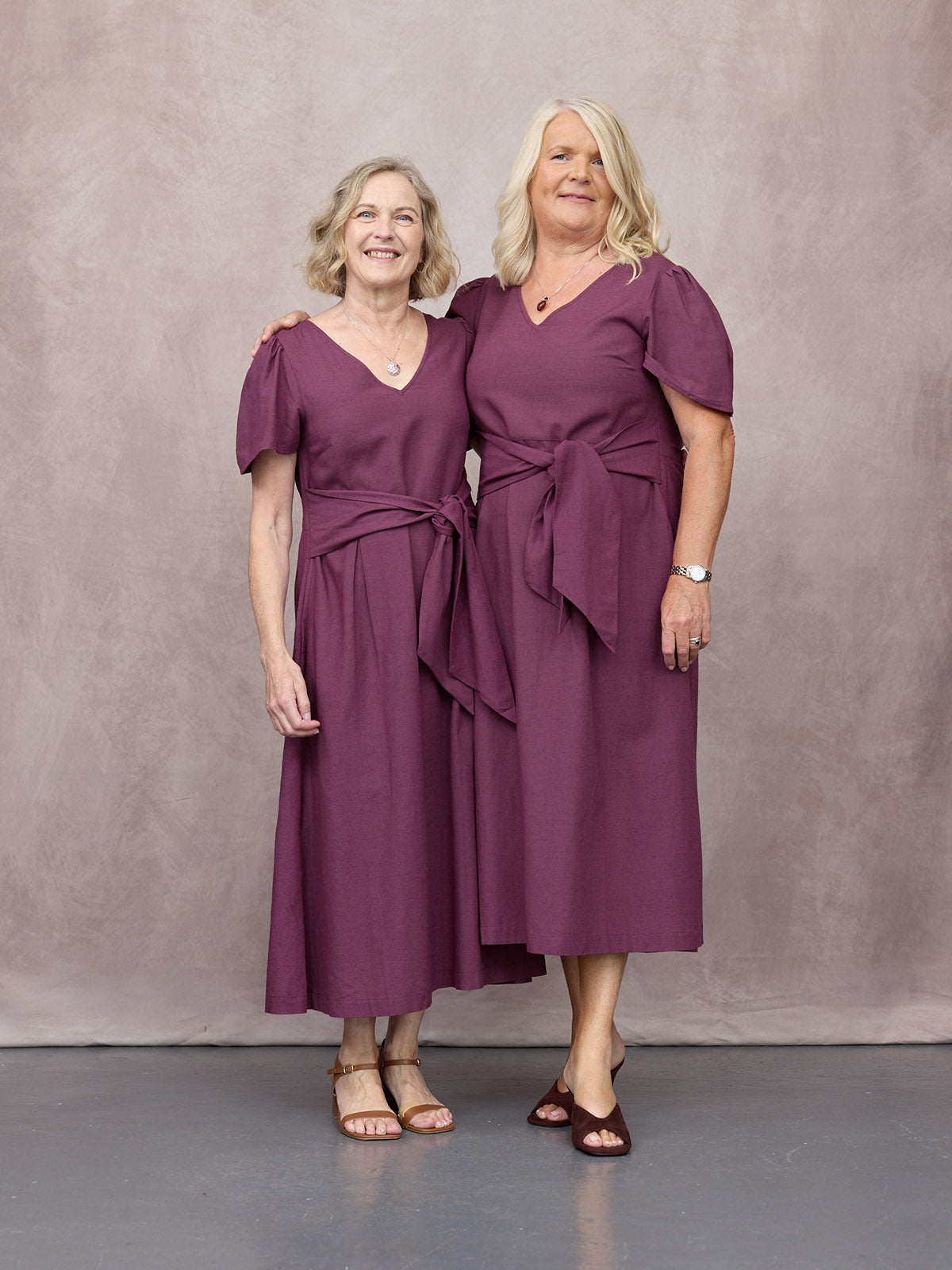 Ruth Angel Sleeve Tie Waist Dress - Plum