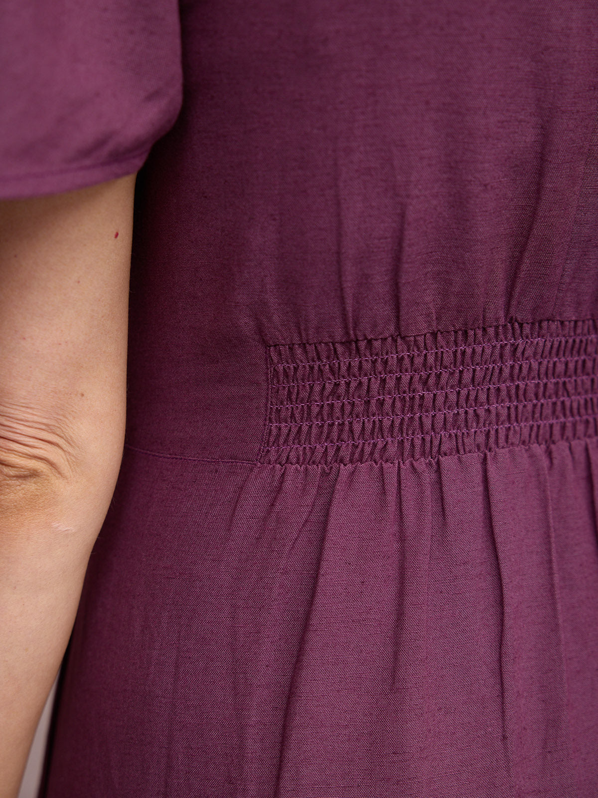 Ruth Angel Sleeve Tie Waist Dress - Plum