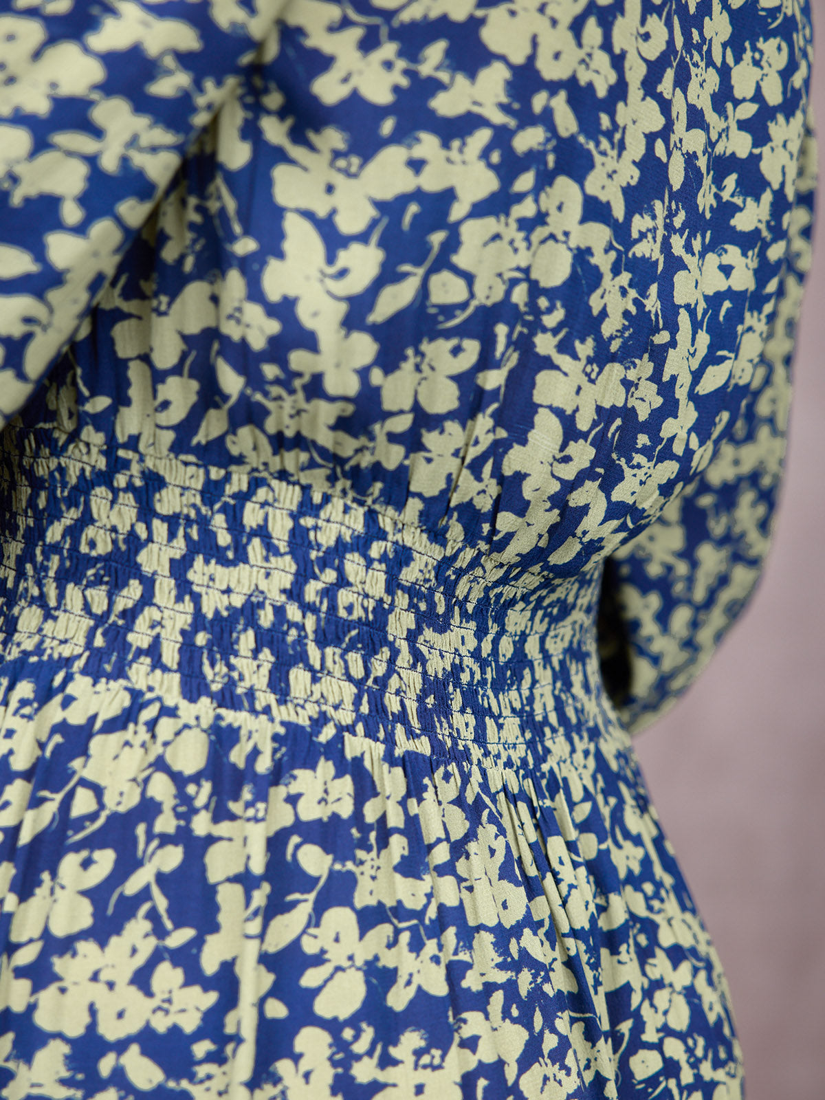 Maddie Long Sleeve Dress - Navy & Green Leaf Print