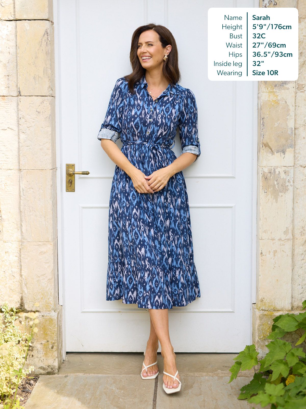 Kirsty Shirt Dress - Blue Ikat Print