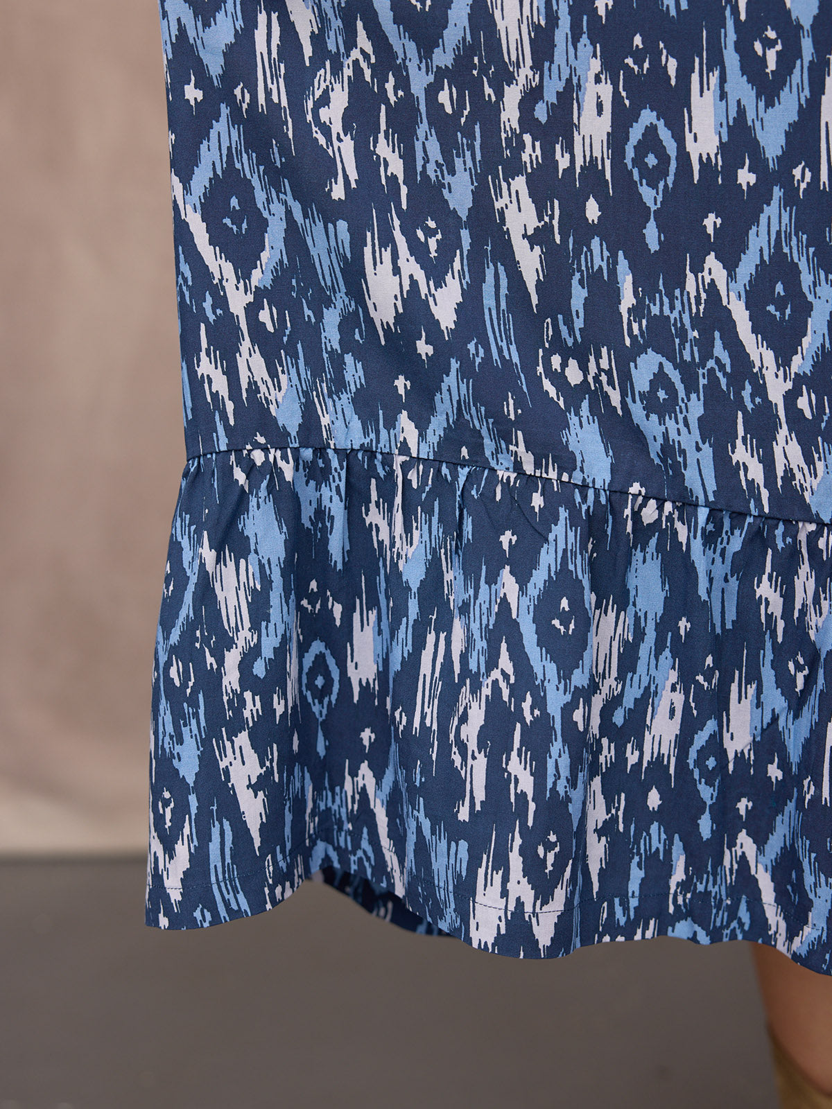 Kirsty Shirt Dress - Blue Ikat Print