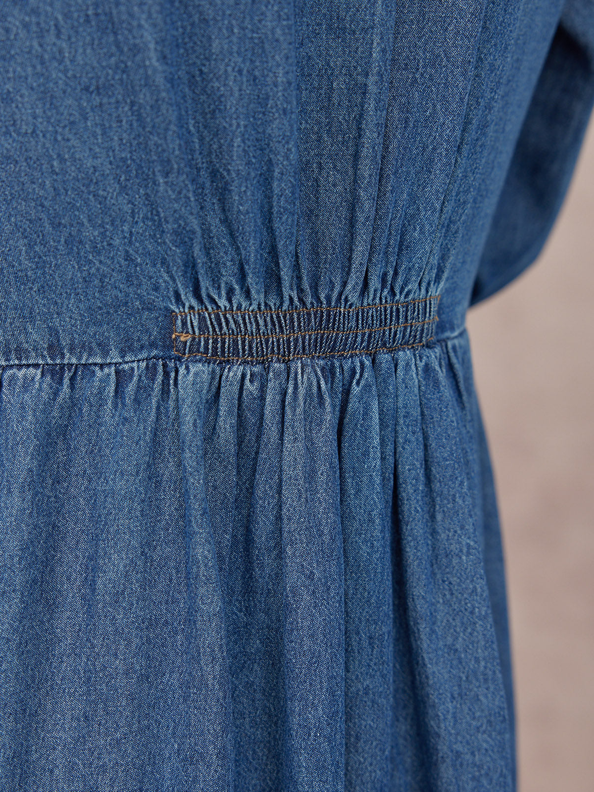 Gina Floral Decor Detail Denim Dress - Blue