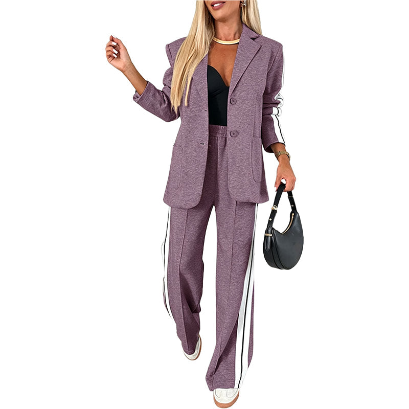 Conjunto Blazer con Rayas de Contraste
