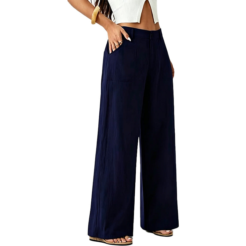 Pantalón Wide-Leg de Lino de Tiro Alto