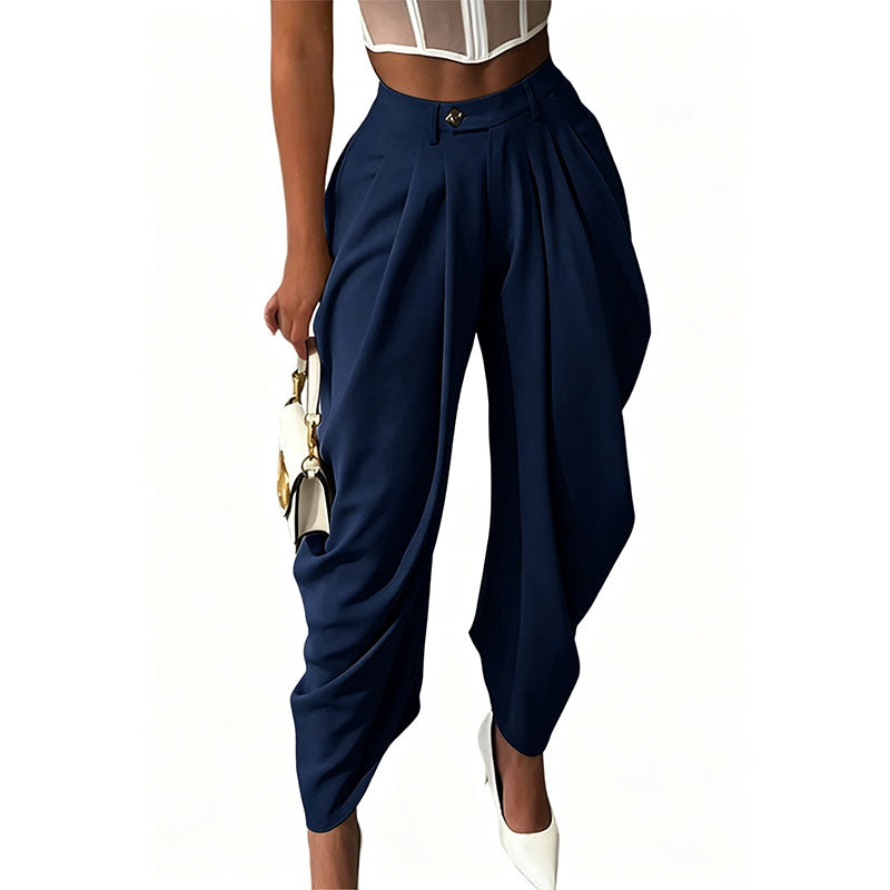 Pantalón Wide-Leg Plisado Tiro Alto Elegante