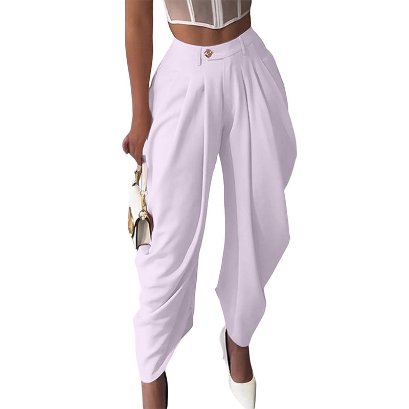 Pantalón Wide-Leg Plisado Tiro Alto Elegante
