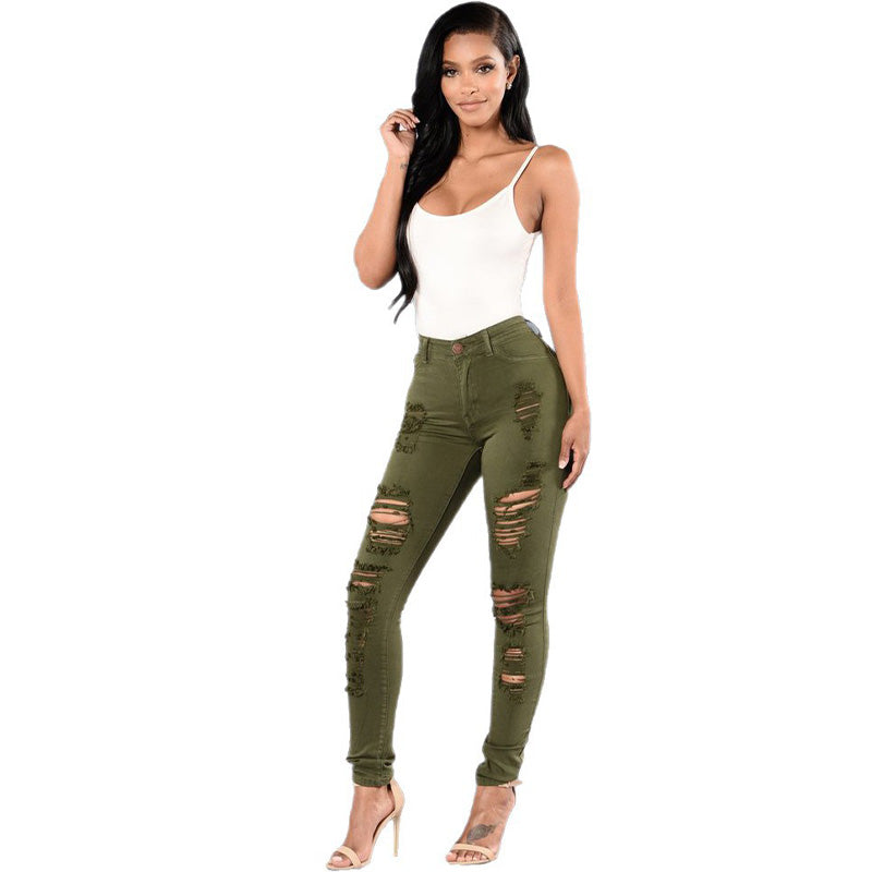 Vaqueros Skinny Distressed de Tiro Alto