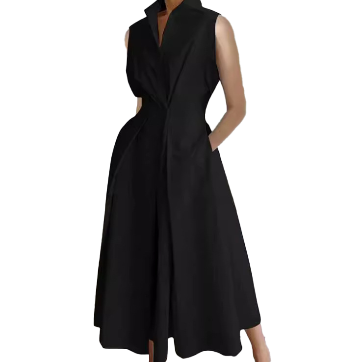 Vestido Largo Camisero Elegante con Cinturón